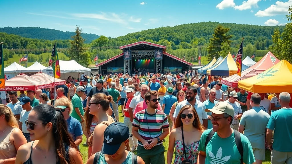 Vibrant crowd at Pocono Canna Fair 2025 enjoying summer festival in Gilbert, PA