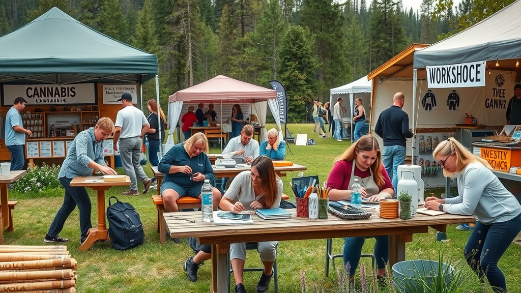 Attendees at Camp Canna Alberta explore crafts and cannabis booths in Pine Lake.