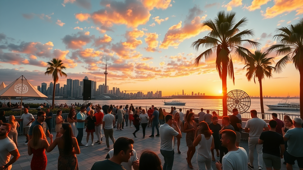 Crowd dances at outdoor DJ set at KIND Summer Fair 2025 in Toronto.