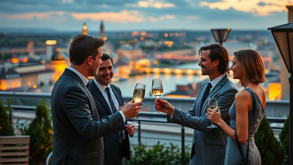 VIP champagne networking at Science in the City International Medical Conference in Bordeaux.