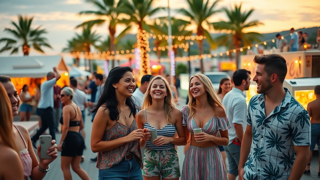 Young adults enjoying the KIND Summer Fair 2025 Toronto cannabis festival outdoors.