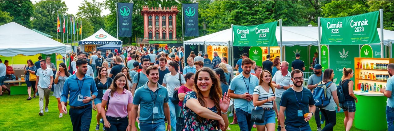 Crowds enjoy CannaFair 2025 in Germany at an outdoor cannabis festival.
