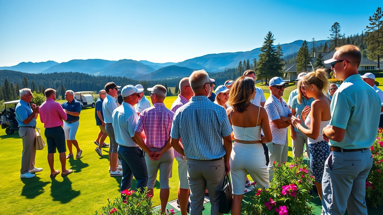 Friends celebrate at Summer Classic Golf Tournament in Leavenworth, WA.